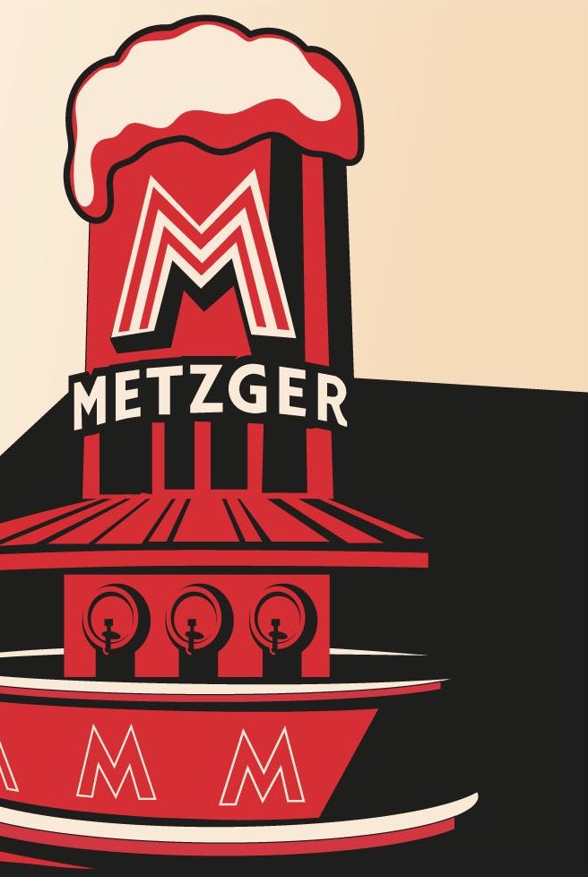 Illustrazione del Metzger®Fest: la torre spina con il marchio Metzger®